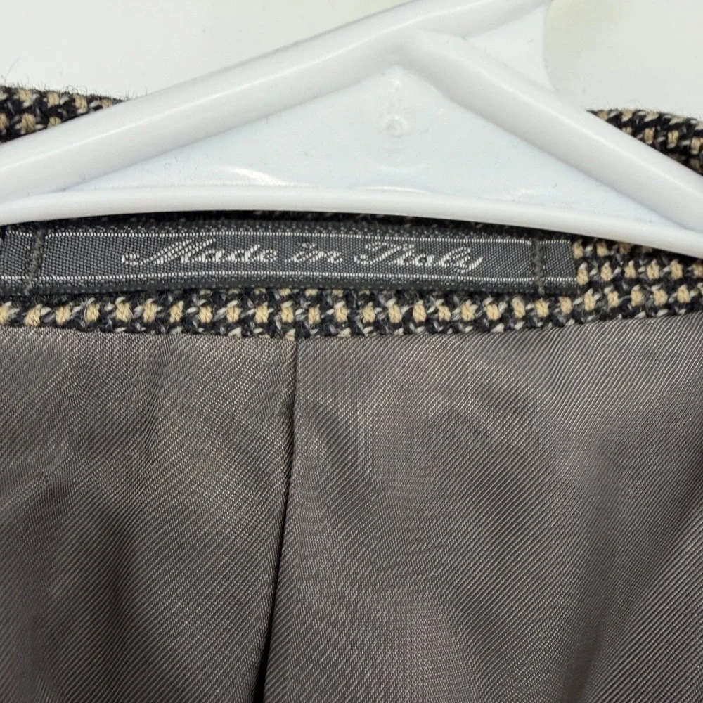 Ermenegildo Zegna Mens Brown Houndstooth Wool Blazer Sport Coat Italy 46R‎